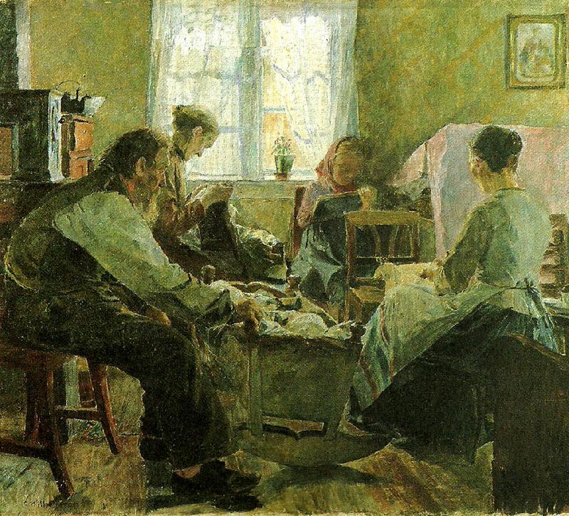 Carl Wilhelmson interior fran bohuslan oil painting image